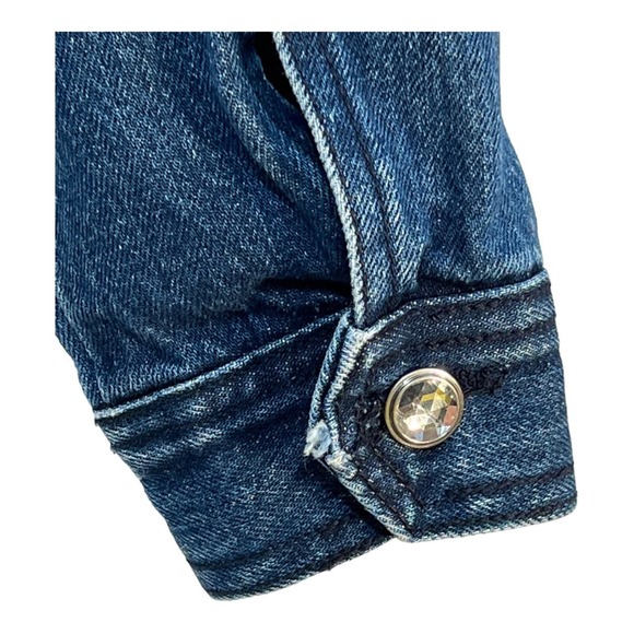 Denim Jean Jacket Cropped with Rhinestones SZ S - Picture 7 of 16